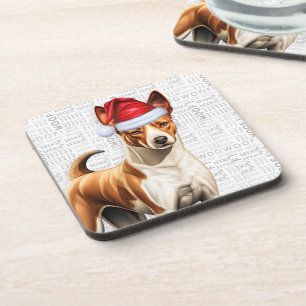Dessous-de-verre Basenji Chien Woof Word Art Holiday