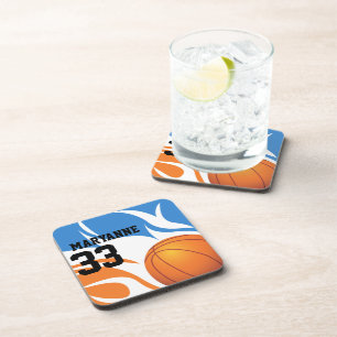 Dessous-de-verre Basket-ball flamand personnalisé bleu et orange