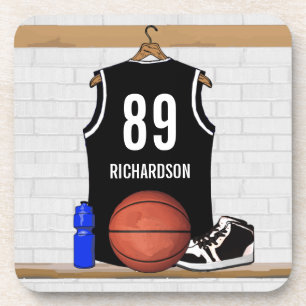 Dessous-de-verre Basket-ball noir et blanc personnalisé Jersey