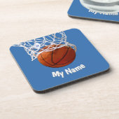 Dessous-de-verre Basketball Your Name Custom Steel Blue Background (Côté gauche)