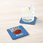 Dessous-de-verre Basketball Your Name Custom Steel Blue Background (Côté Droit)