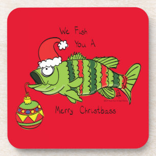 Dessous-de-verre Basse de Noël amusant Pêche Poisson Cute Cartoon