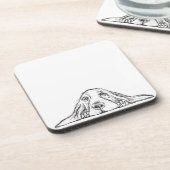 Dessous-de-verre basset hound noir blanc yeux de chiot simple (Côté gauche)