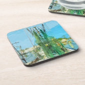 Dessous-de-verre Bateau à crevettes à quai Impressionnisme Abstrait (Côté gauche)