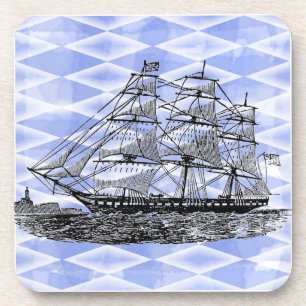 Dessous-de-verre Bateau antique en bleu