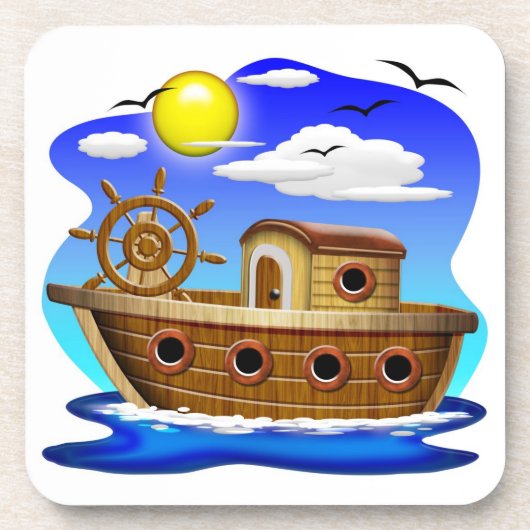 Dessous-de-verre Bateau de pêche dessin animé (Devant)