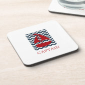 Dessous-de-verre Bateau nautique Nom personnalisé Rouge Blanc Bleu  (Côté gauche)