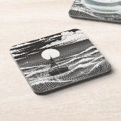 Dessous-de-verre Bateau perdu noir blanc en mer (Côté gauche)