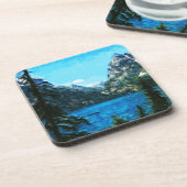 Dessous-de-verre Bateau sur Mountain Lake Impressionnisme Abstrait (Côté gauche)