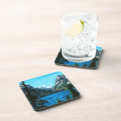 Dessous-de-verre Bateau sur Mountain Lake Impressionnisme Abstrait (Côté Droit)