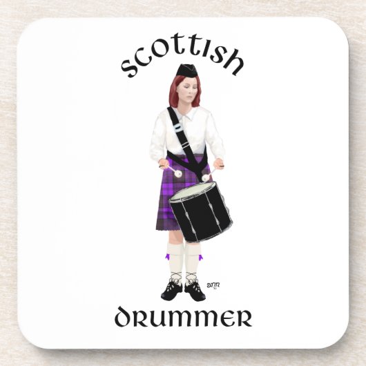 Dessous-de-verre Batteur Écossais - Kilt Violet (Devant)