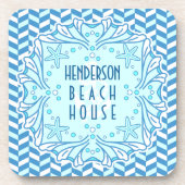 Dessous-de-verre Beach House Art Deco Shell et Herringbone Custom (Devant)