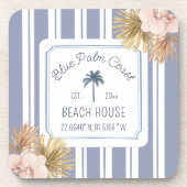 Dessous-de-verre Beach House Blue Stripes Côte Boho Ferme (Devant)