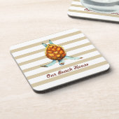 Dessous-de-verre Beach House Coussin avec tortue de mer sur Tan Str (Côté gauche)