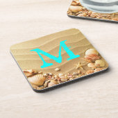 Dessous-de-verre Beach Seashells Hawaii Sand Monogramme Dessous de (Côté gauche)