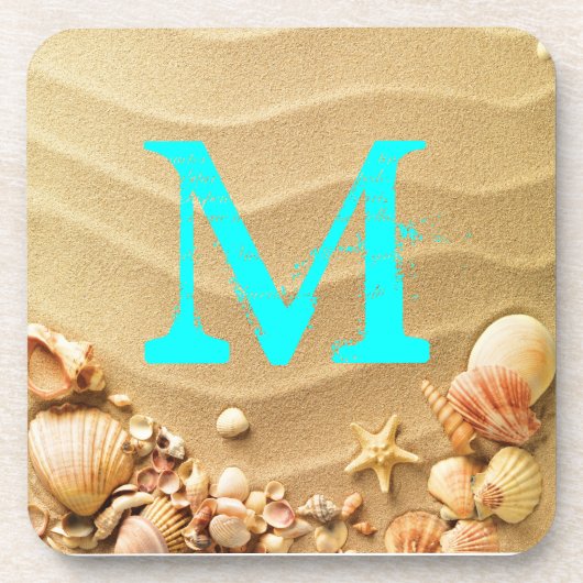 Dessous-de-verre Beach Seashells Hawaii Sand Monogramme Dessous de (Devant)
