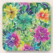 Dessous-de-verre Beau Motif de fleurs d'aquarelle (Devant)