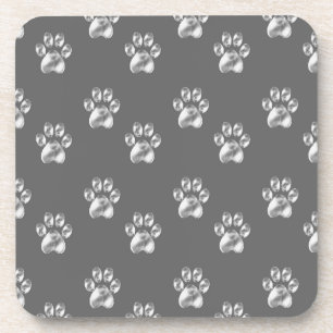 Dessous-de-verre Beau motif de patte tendance sur gris foncé