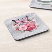 Dessous-de-verre Beau Papillon Et Fleurs (Côté gauche)