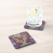 Dessous-de-verre Beau Papillon Violet et Fleurs (Côté Droit)