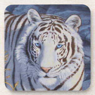 Dessous-de-verre Beau tigre blanc aux yeux bleu cristal