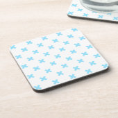 Dessous-de-verre Bébé bleu croix coutures sur blanc (Côté gauche)