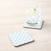 Dessous-de-verre Bébé bleu croix coutures sur blanc (Côté Droit)