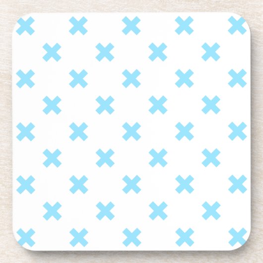 Dessous-de-verre Bébé bleu croix coutures sur blanc (Devant)