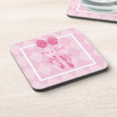 Dessous-de-verre Bébé mignonne Faire-part de naissance d'empreintes (Côté gauche)