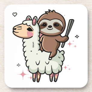 Dessous-de-verre Bébé paresseux et lama mignons