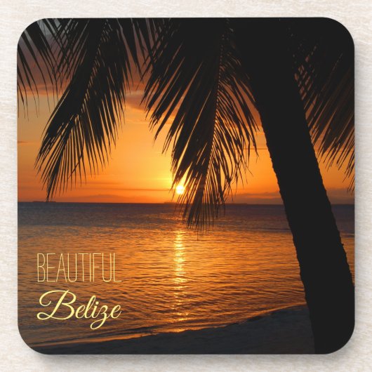 Dessous-de-verre Belize Tropical Palm Tree Sunset photo (Devant)
