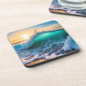 Dessous-de-verre Belle Aqua Blue Frozen Ocean Waves Seascape (Côté gauche)