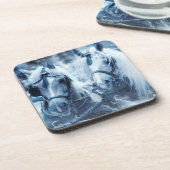 Dessous-de-verre Belle équipe Cheval Hiver Conduite photo (Côté gauche)