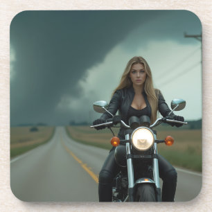Dessous-de-verre Belle femme sur moto \ Tornado