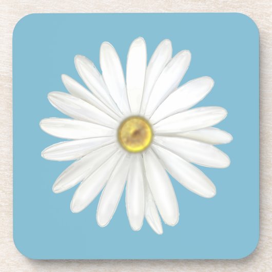 Dessous-de-verre Belle Fleur marguerite sur Turquoise Turquoise (Devant)