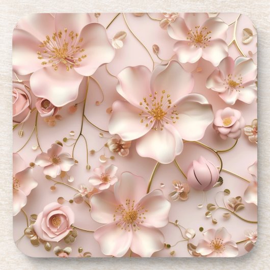 Dessous-de-verre Belle Fleurs Pastel Rose Doux (Devant)