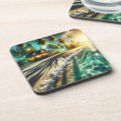 Dessous-de-verre Belle maison de plage Sunset à thème (Côté gauche)