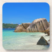 Dessous-de-verre Belle mer tropicale avec une plage rocheuse (Devant)