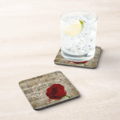 Dessous-de-verre Belle rose rouge notes piano tourbillonné (Côté Droit)