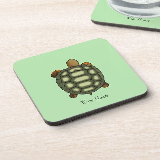 Dessous-de-verre Belle tortue verte sur Lime Green (Côté gauche)