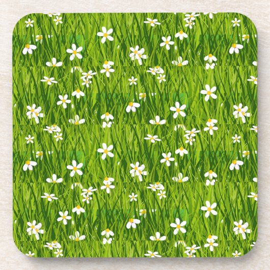 Dessous-de-verre Belles fleurs blanches sur feuilles vertes (Devant)