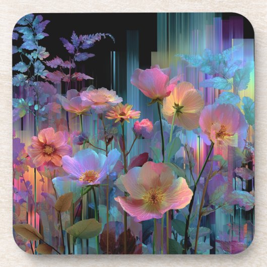 Dessous-de-verre Belles fleurs d'art néon (Devant)
