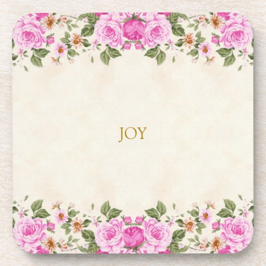 Dessous-de-verre Belles Fleurs & Texte de Joie (Devant)