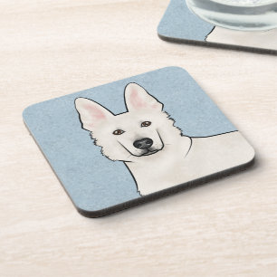 Dessous-de-verre Berger Blanc Suisse Tête de Chien Blanc Mignon Ble