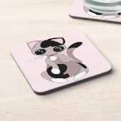 Dessous-de-verre Beverage Coaster avec Petit Chat Rose (Côté gauche)