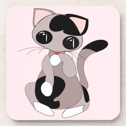 Dessous-de-verre Beverage Coaster avec Petit Chat Rose (Devant)