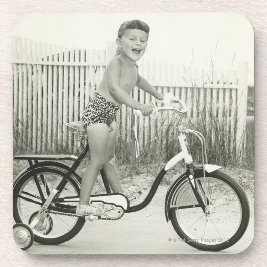 Dessous-de-verre Bicyclette d'équitation de fille (Devant)