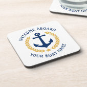Dessous-de-verre Bienvenue à bord Nom du bateau Ancre Gold Laurel B (Côté gauche)