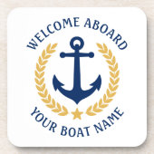 Dessous-de-verre Bienvenue à bord Nom du bateau Ancre Gold Laurel B (Devant)