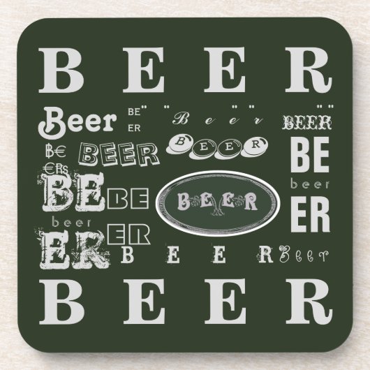 Dessous-de-verre Bière - Collage vert et blanc (Devant)